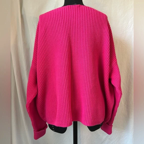 French Connection Millie Mozart Boatneck Chunky Knit Pink Sweater Size Small - Picture 4 of 8